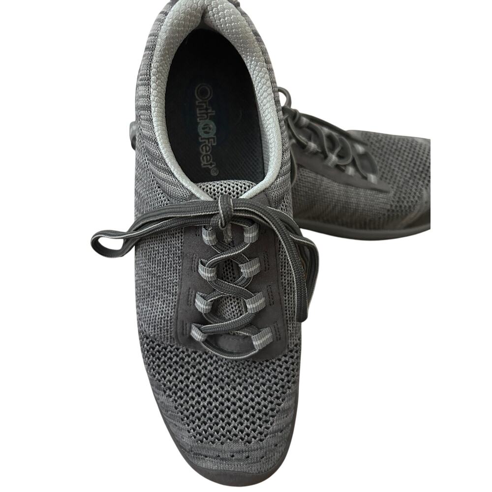 Womens Orthofeet 716 Palma Stretch Grey Knit Orthopedic Comfort Shoes Sz 9